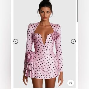 Atoir Pink Polka Dot Mini Dress with Black Spots